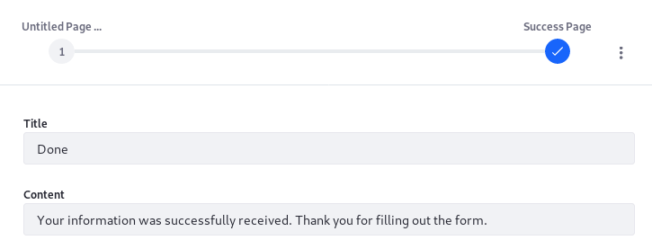 Figure 2: Theres a default Success Page message if you cant think of anything else to say.