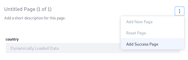 Figure 3: Add a Success Page using the edit menu for the form page.