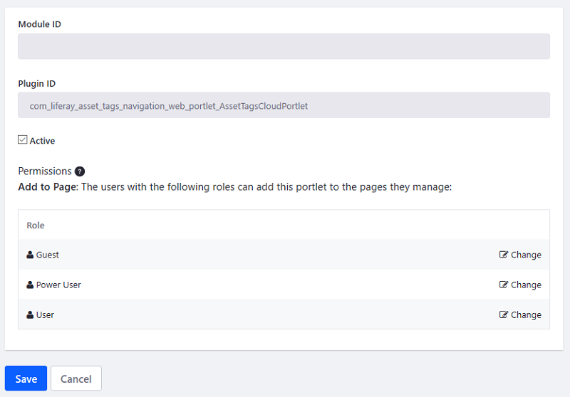 Figure 3: You can activate or deactivate a component, and change its permissions.