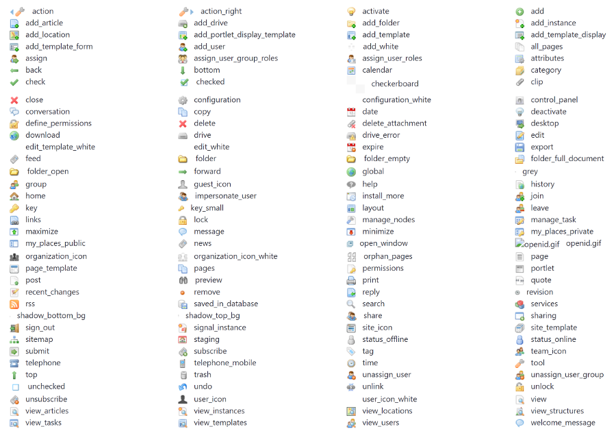 Figure 2: The Liferay UI taglib offers multiple icons for use in your app.