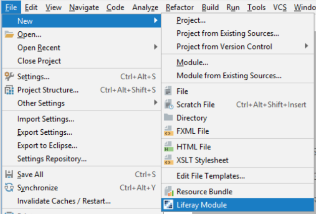 Figure 3: Selecting Liferay Module opens the New Liferay Modules wizard.