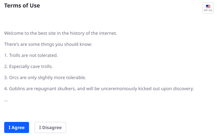 Figure 3: Turn a Web Content Article into the Sites Terms of Use page.