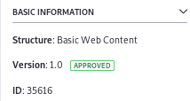 Figure 2: The Web Content Article ID is displayed in the edit screen.