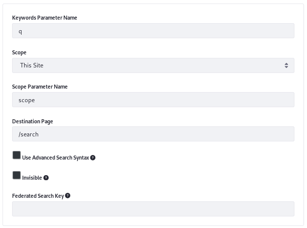 Figure 5: Configure the search bar behavior in its configuration screen.