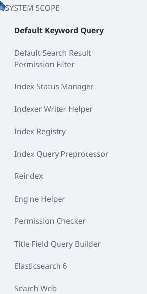 Figure 1: There are numerous system scoped entries for search in System Settings.