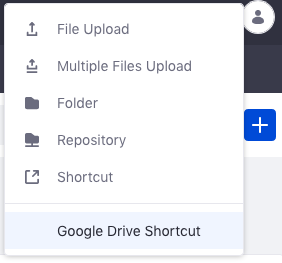 Figure 2: Select New Google Drive Shortcut from the Add menu in your Document Library.